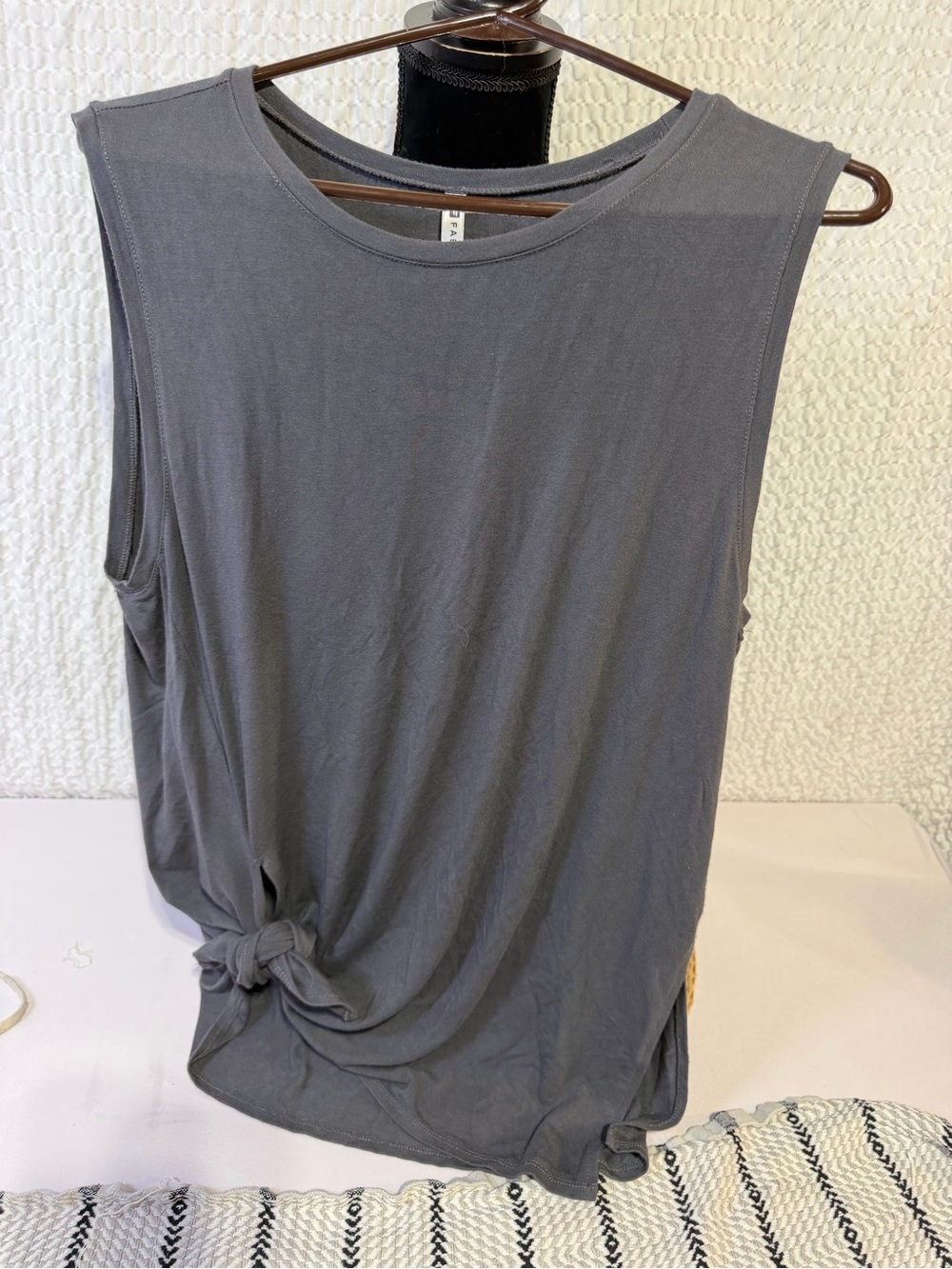 Fabletics Charcoal Knot-Detail Muscle Tank